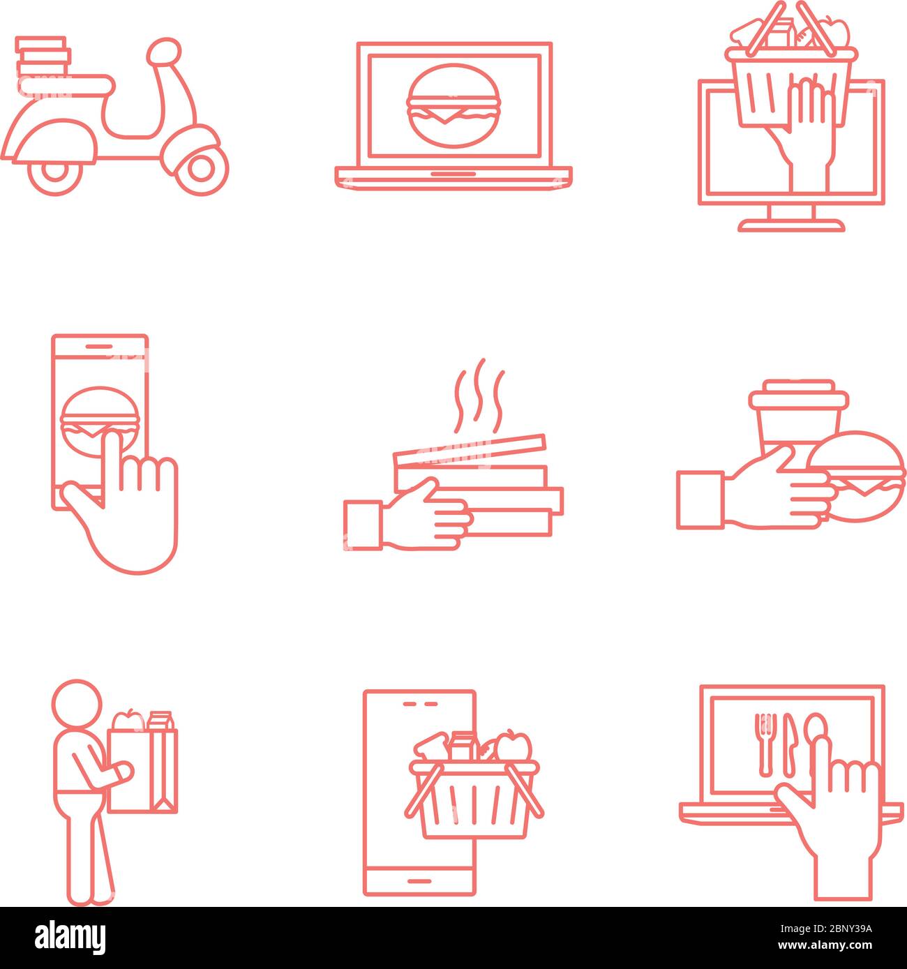 Food delivery line style icon set vector design Stock Vector Image ...