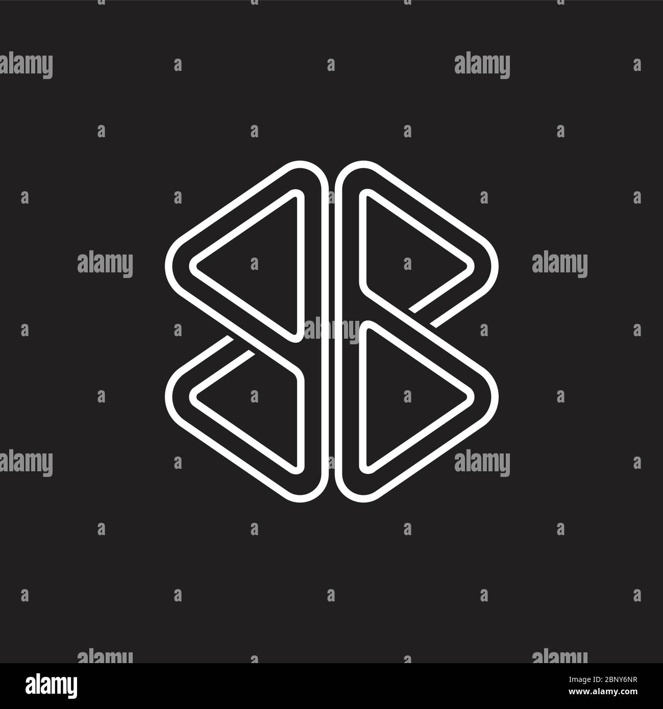 abstract letter bb stripes geometric triangle line logo Stock Vector
