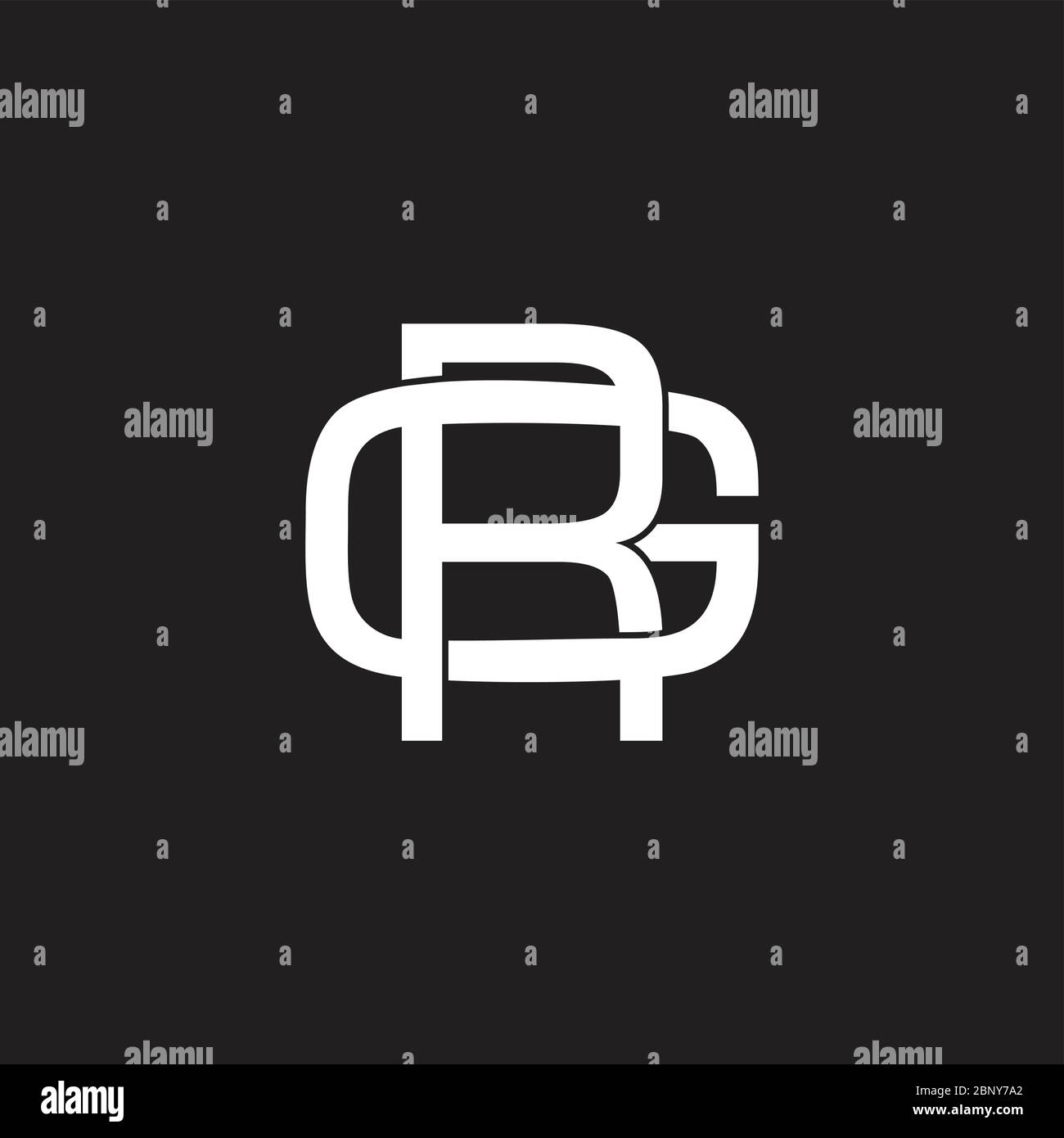 letter gr simple geometric overlap design symbol logo vector Stock Vector