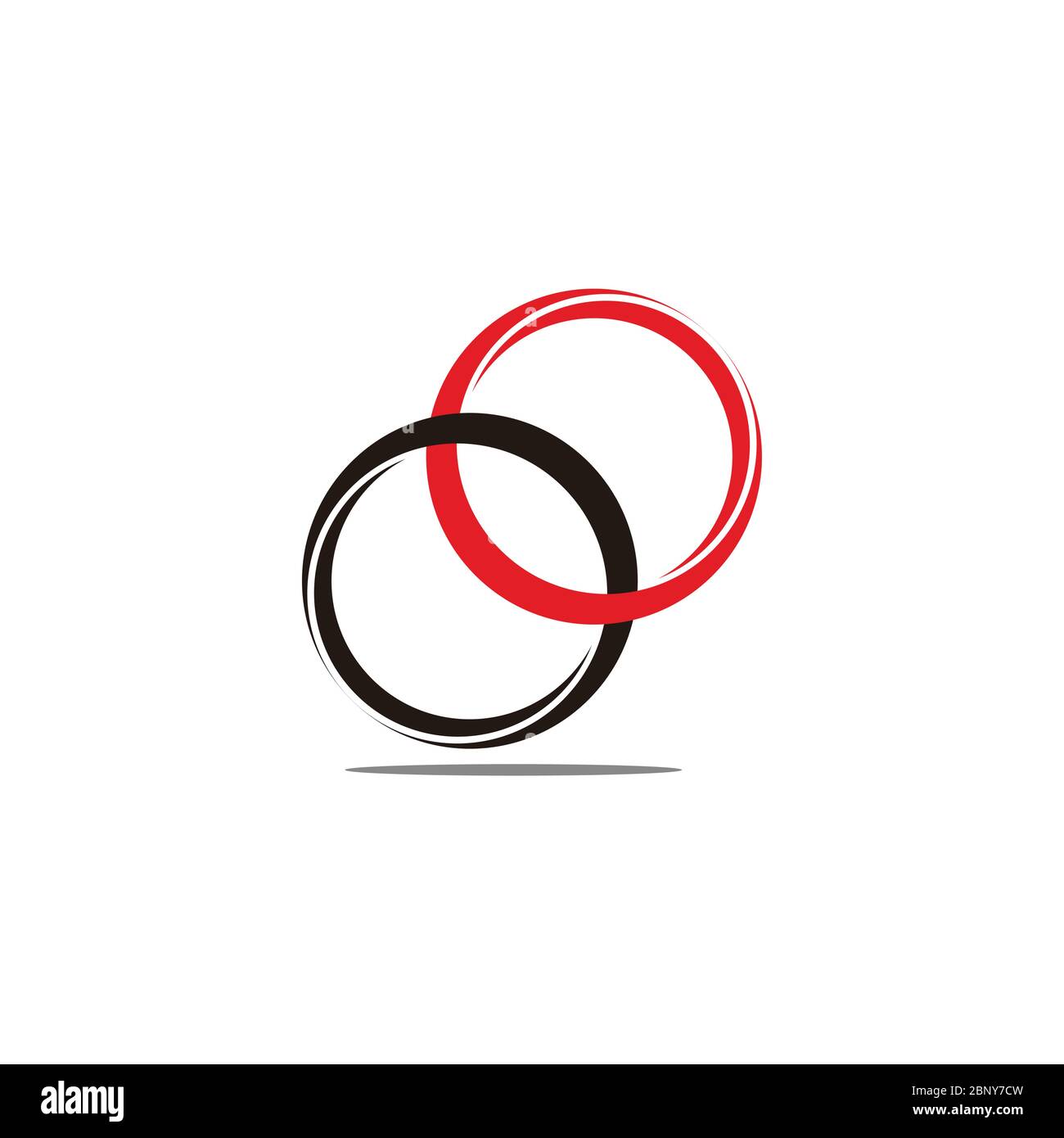 linked 3d shadow rings symbol decoration logo vector Stock Vector