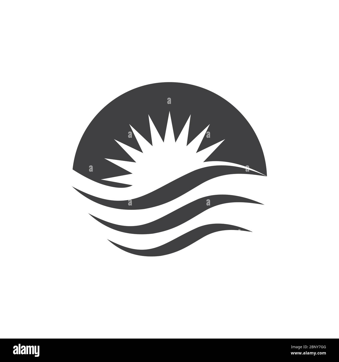 sun waves simple flat silhouette logo vector Stock Vector