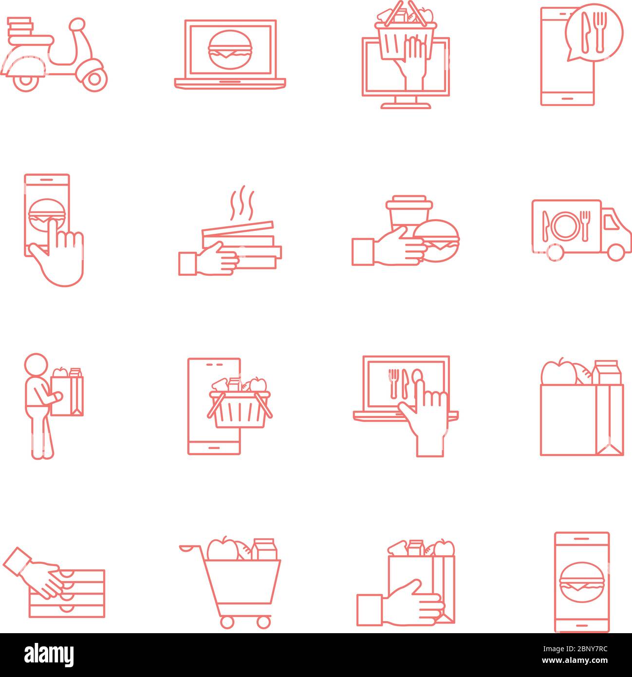 Food delivery line style icon set vector design Stock Vector Image ...