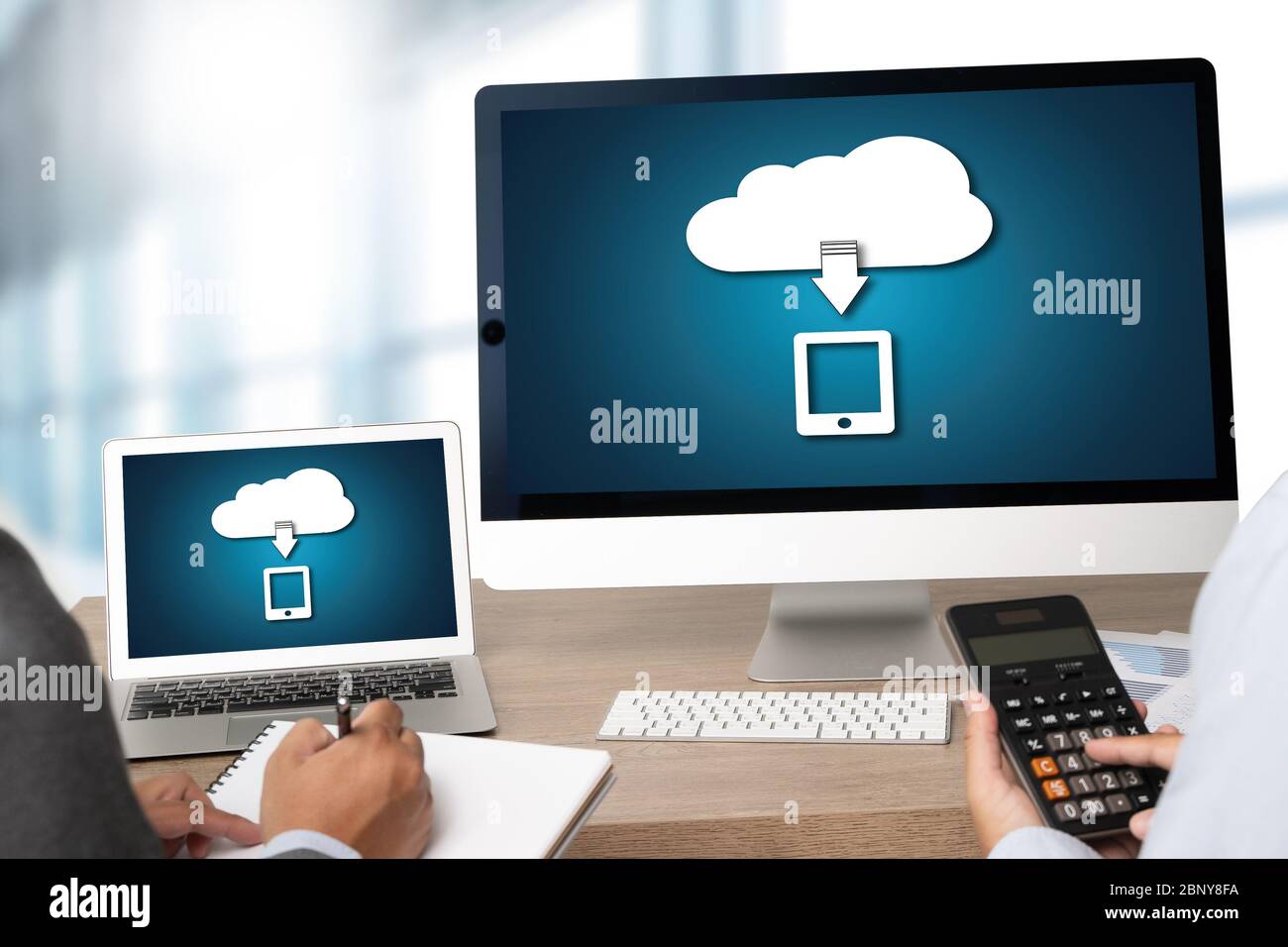 LIVE STREAMING Backup Download Computing Digital Data transferring , STREAMING Download Backup Stock Photo