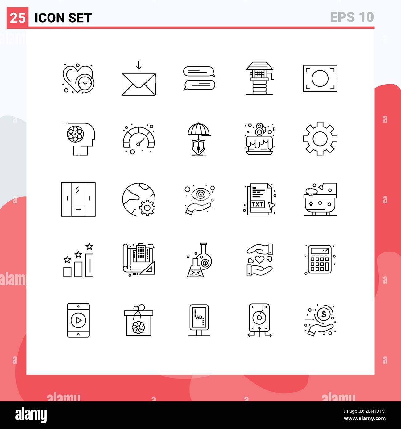 25 Creative Icons Modern Signs and Symbols of crew, frame, messaging