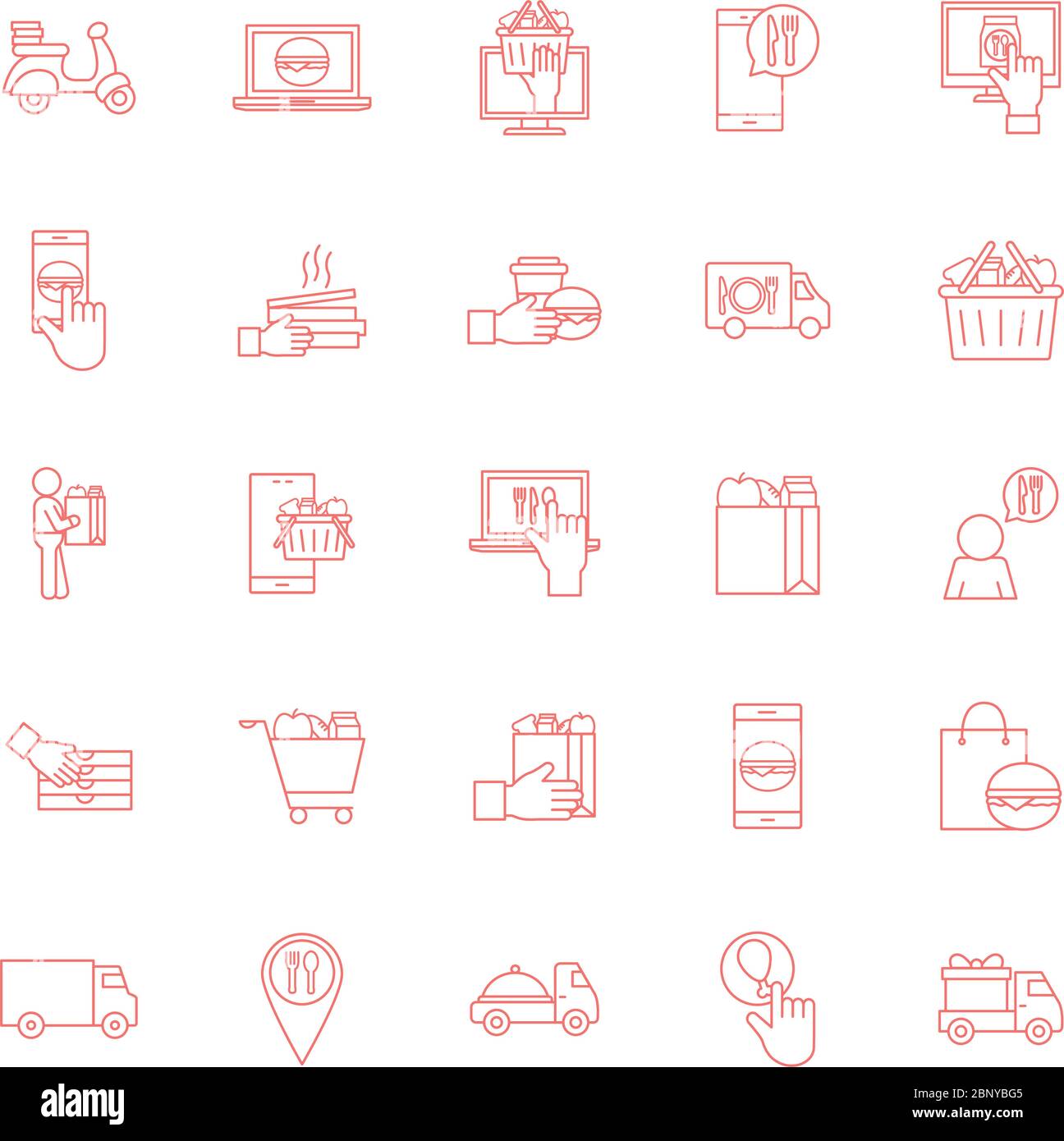 Food delivery line style icon set vector design Stock Vector Image ...