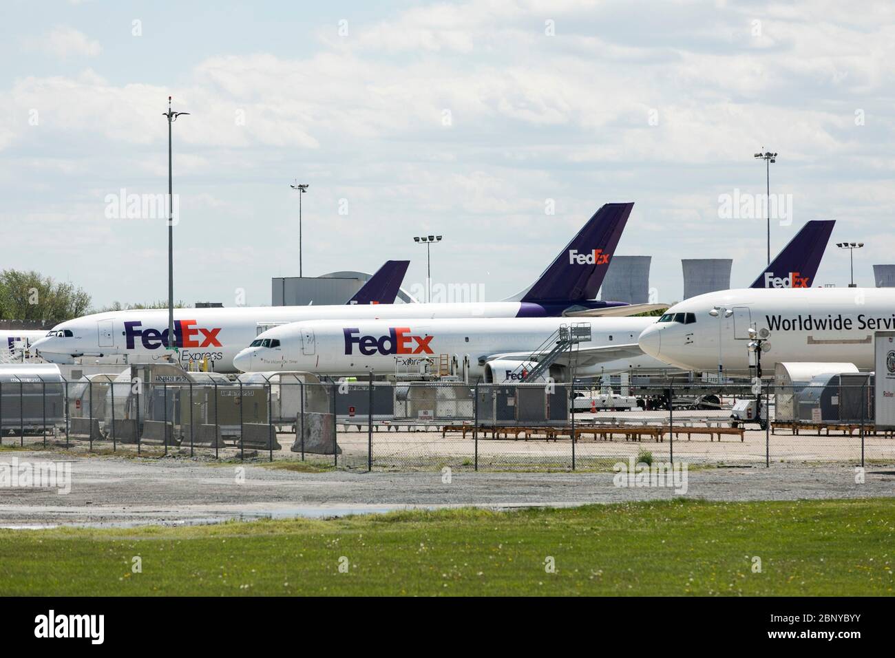 FedEx Express aircraft in Middletown, Pennsylvania on May 4, 2020 Stock