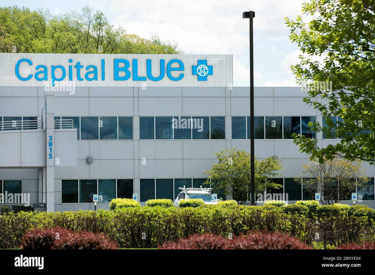 A logo sign outside of the headquarters of Capital BlueCross in Harrisburg, Pennsylvania on May 4, 2020. Stock Photo