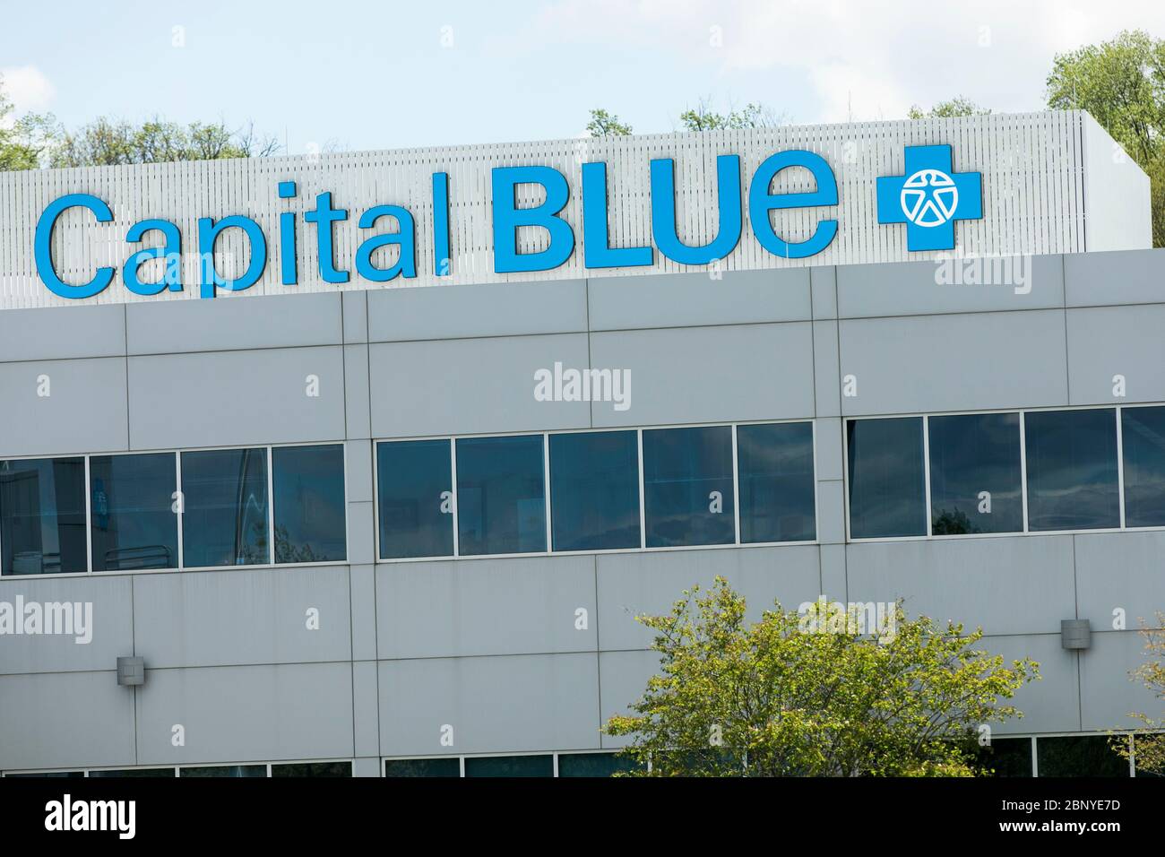A logo sign outside of the headquarters of Capital BlueCross in Harrisburg, Pennsylvania on May 4, 2020. Stock Photo