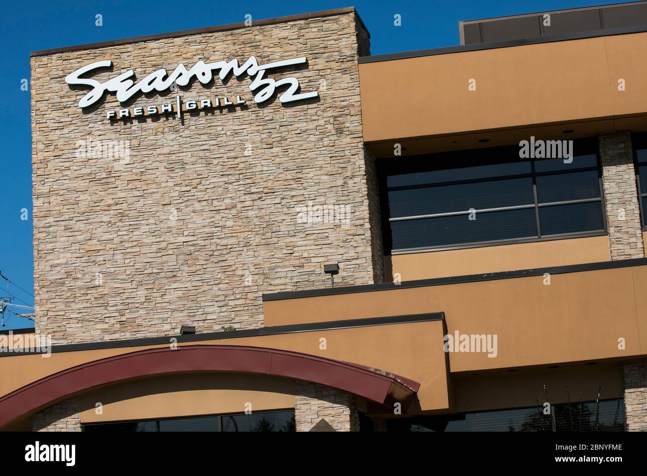 A logo sign outside of a Seasons 52 restaurant location in King of Prussia, Pennsylvania on May 4, 2020. Stock Photo