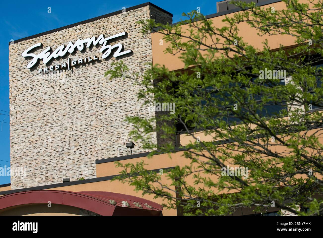 A logo sign outside of a Seasons 52 restaurant location in King of Prussia, Pennsylvania on May 4, 2020. Stock Photo