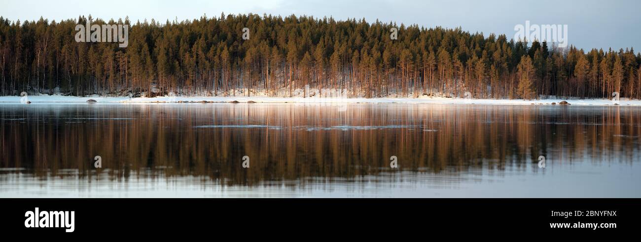Sunset on the White sea, the Bay near the village Nilmoguba, Karelia, Russia Stock Photo