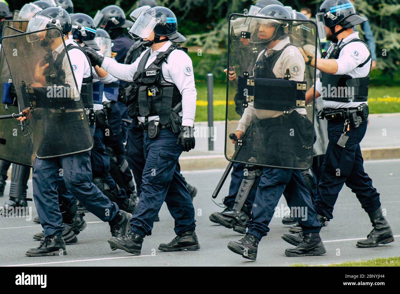 Opp Riot Team Reims France May 18, 2019 View of the French National Police squad ...