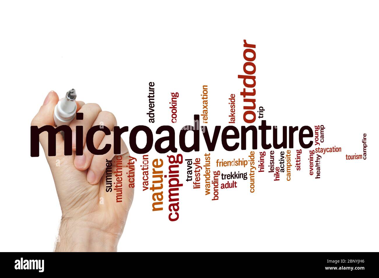Microadventure word cloud concept on white background Stock Photo