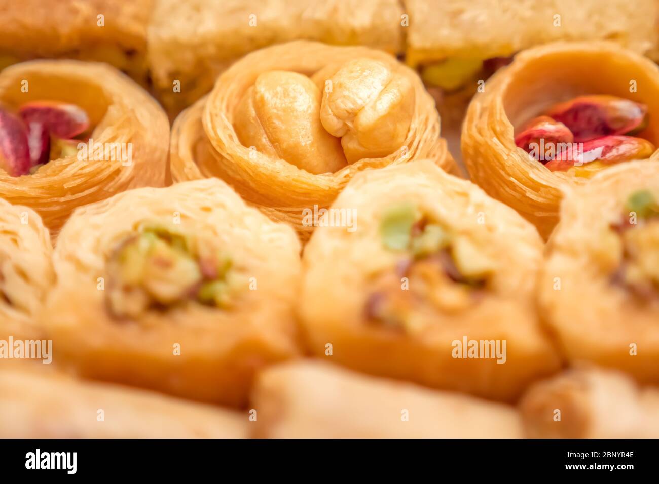 Turkish Ramadan Dessert Baklava, Ice Cream Presented, White Background