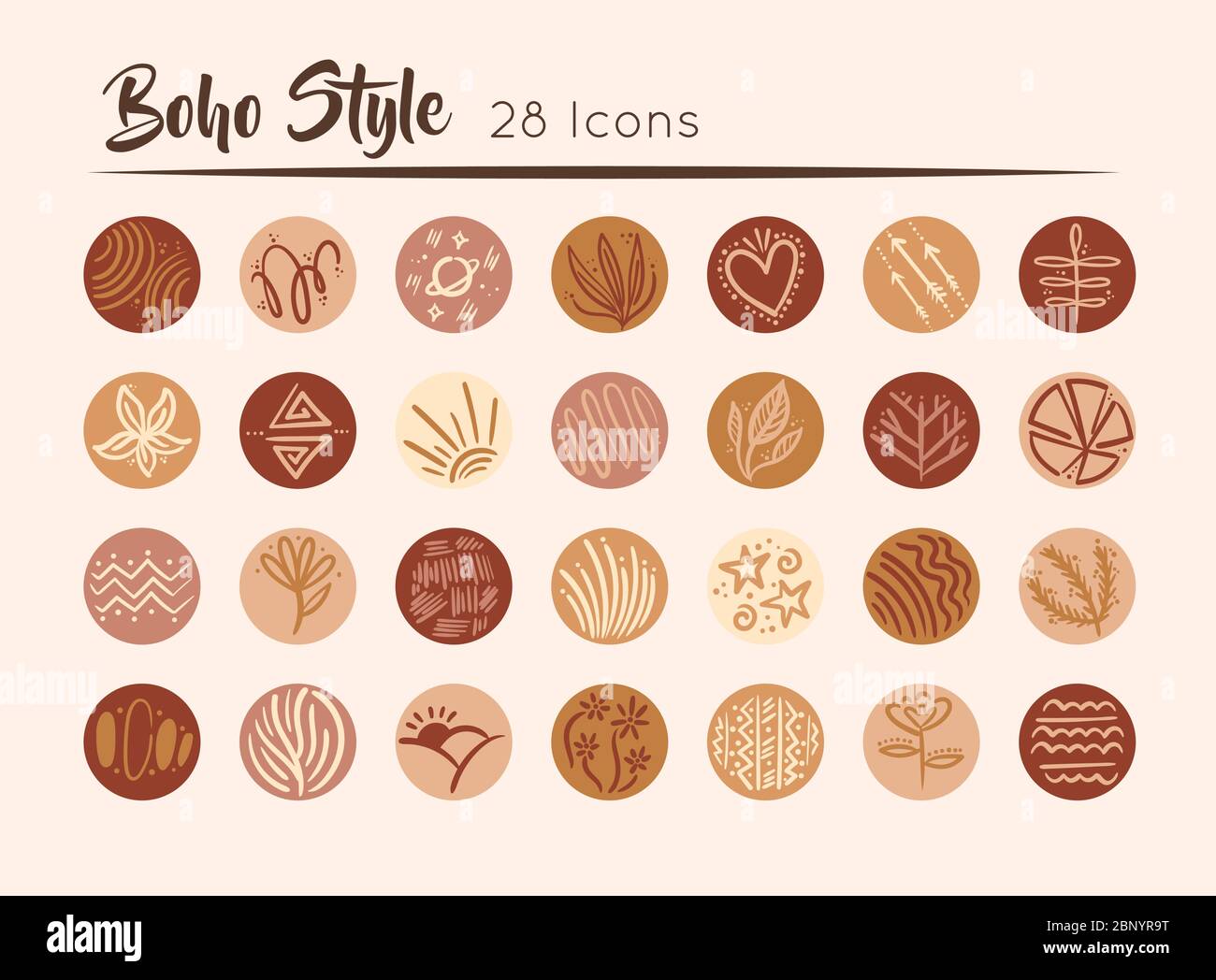 Tick Reception Ripples bundle of boho set icons Stock Vector Image & Art - Alamy