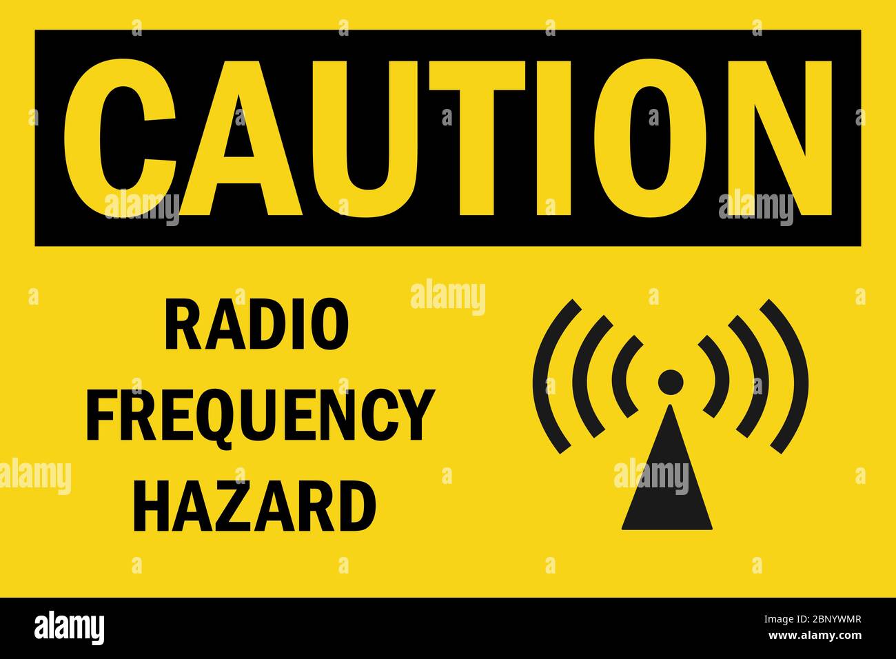 Radio frequency hazard caution sign. Perfect for backgrounds, backdrop, sticker, label, sign