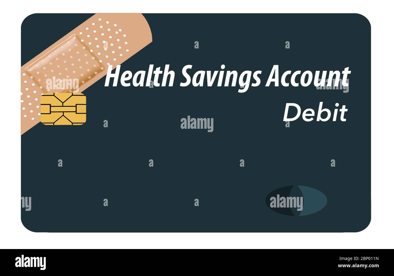 Here is a health saving account debit card. The HSA card is seen in a vector illustration. Stock Vector