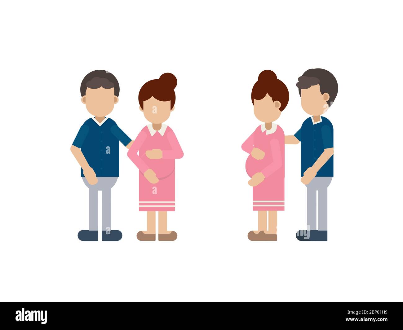 Pregnant woman with husband characters flat design vector illustration Stock Vector