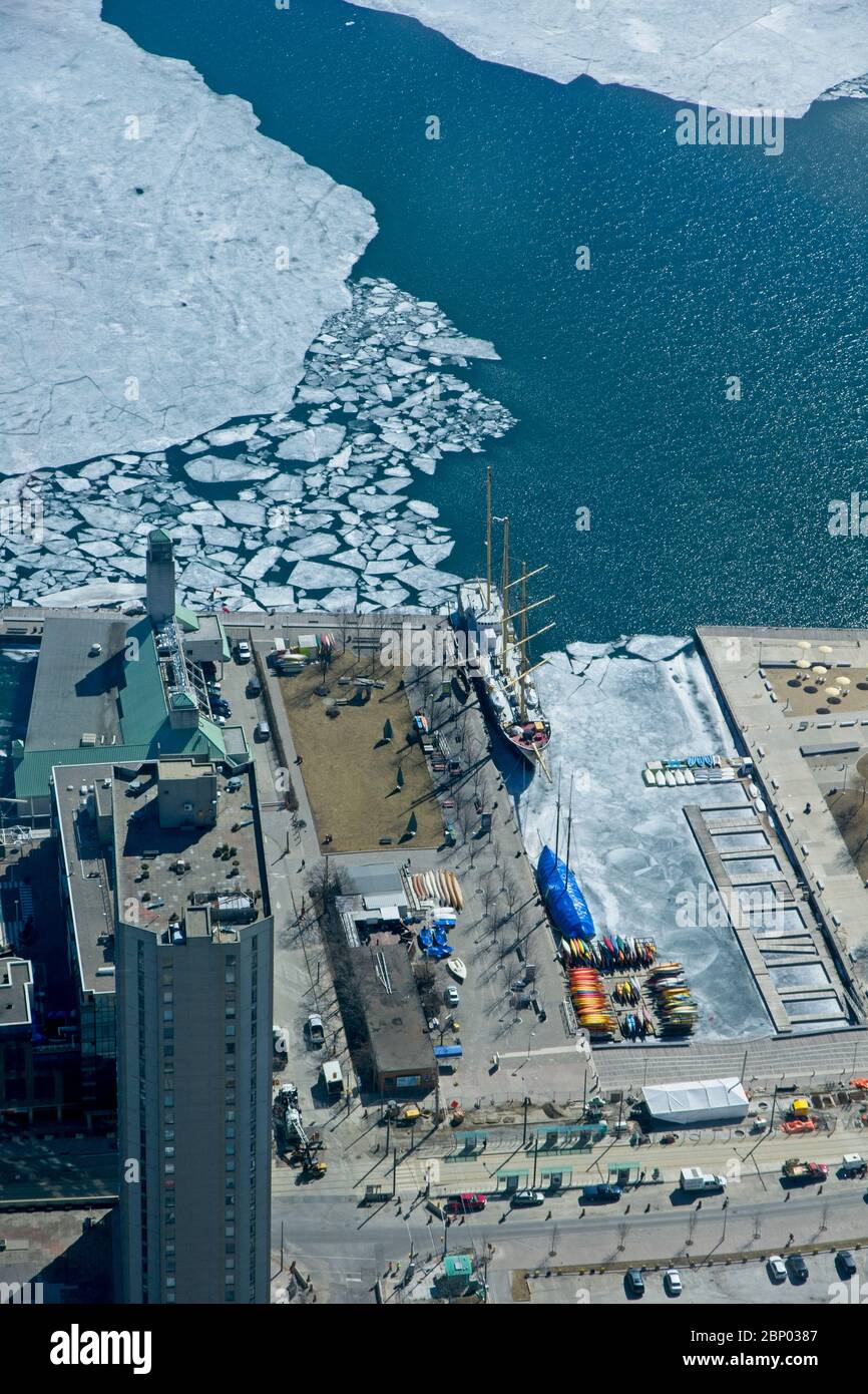 Toronto Canada - 24 March 2015 - Toronto Inner Harbour covered in ice Stock Photo