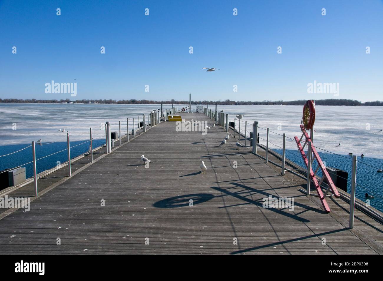 Toronto Canada - 24 March 2015 - Toronto Inner Harbour covered in ice Stock Photo