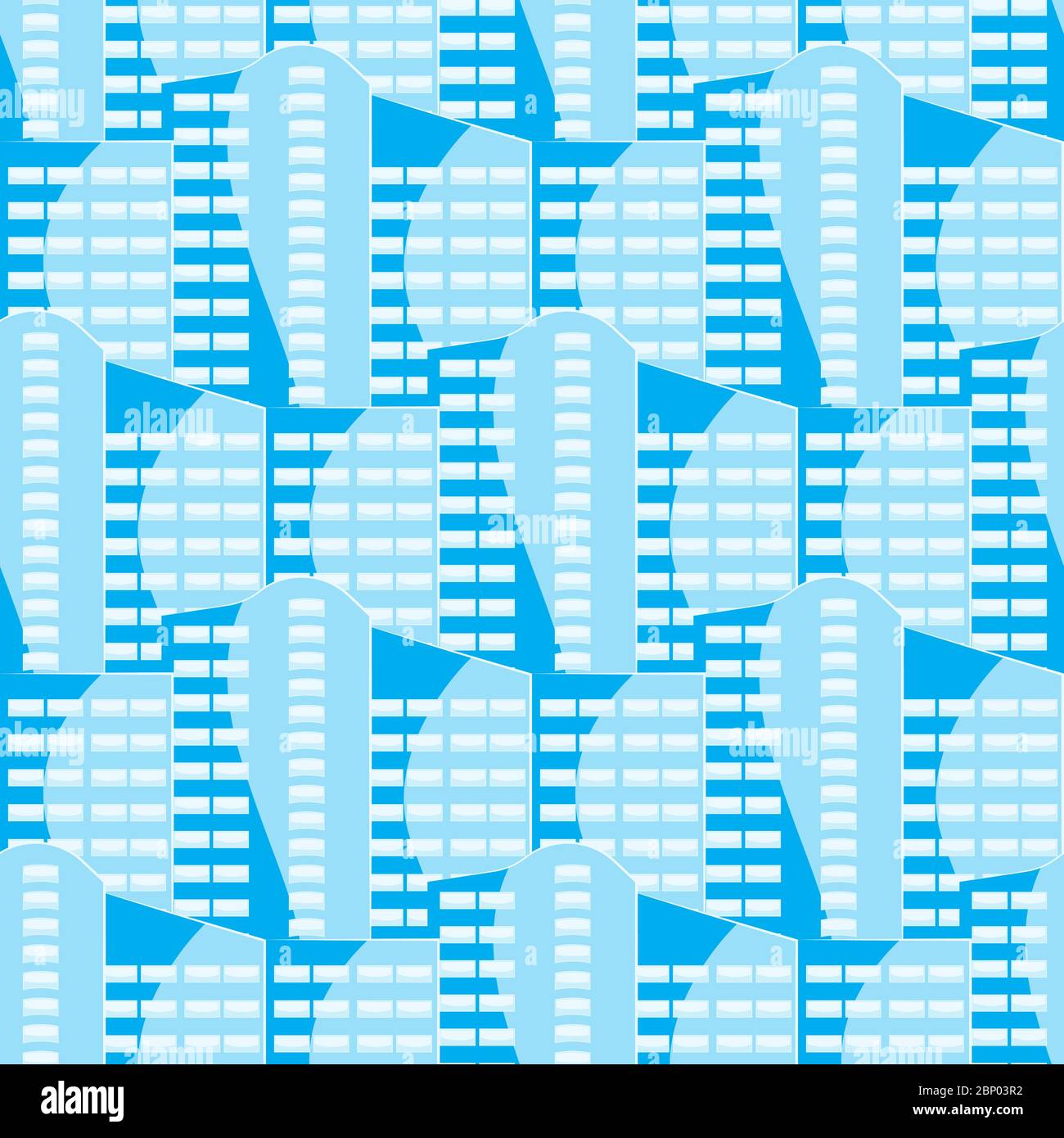 seamless abstract pattern of blue skyscrapers. Vector image Stock Vector