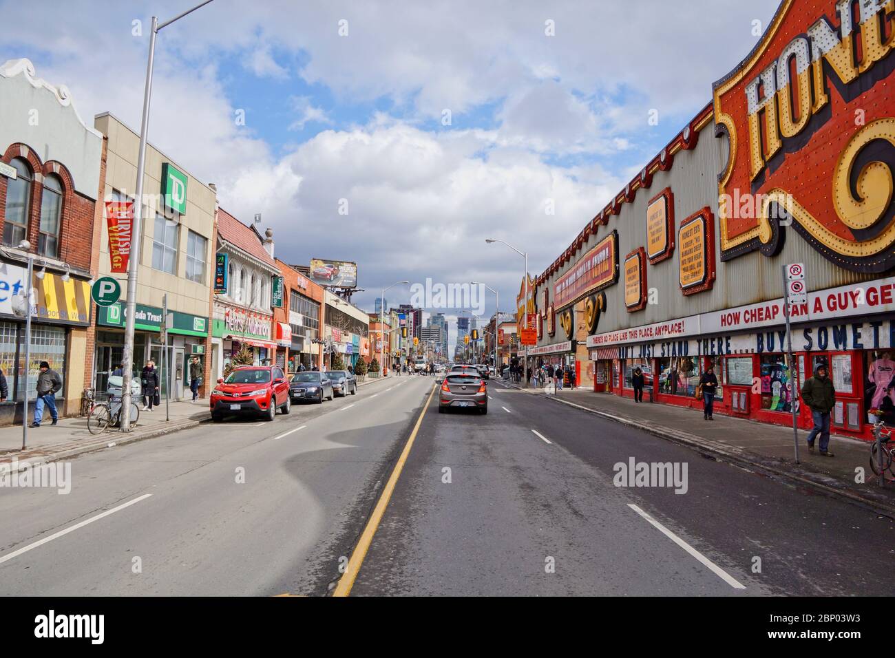 Toronto Canada - 21 March 2015 - Street scene in Toronto Ontario - Honest Eds Stock Photo