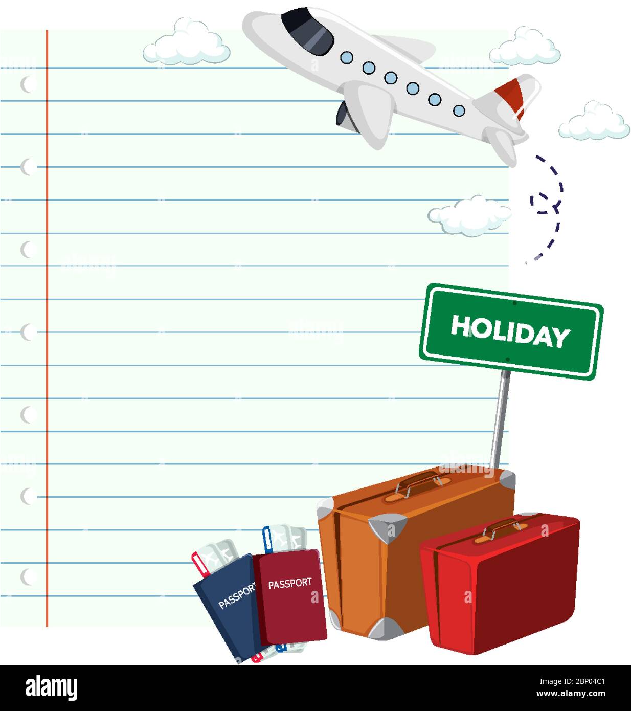 Border template design with travel theme background illustration Stock