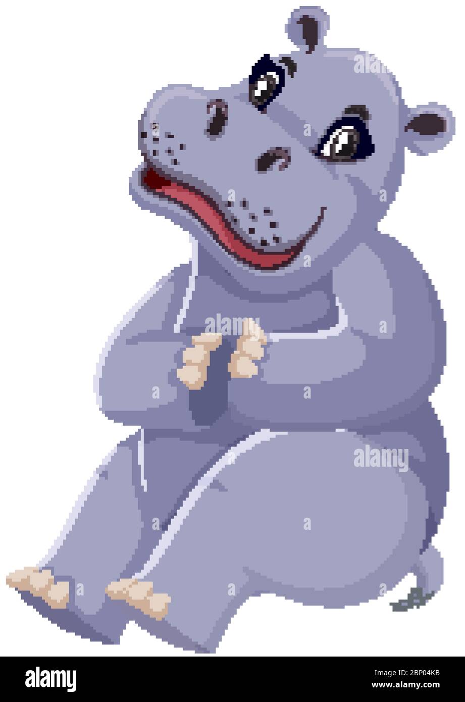 Cute hippo sitting on white background illustration Stock Vector