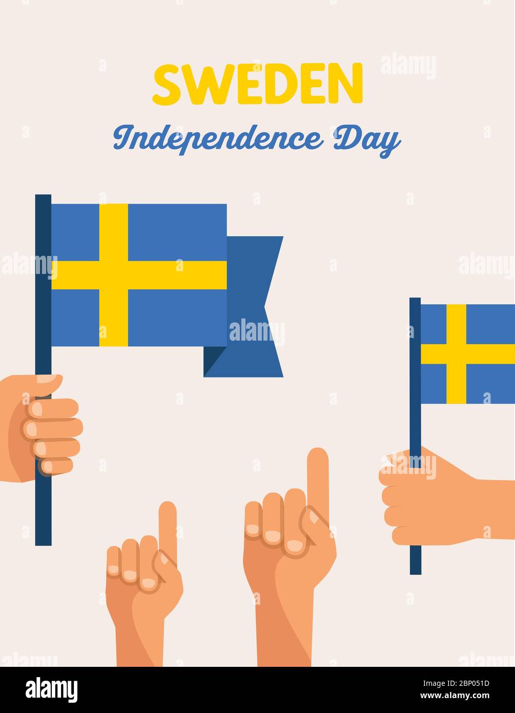 National Day of Sweden, independence day. hand holding a Swedish flag