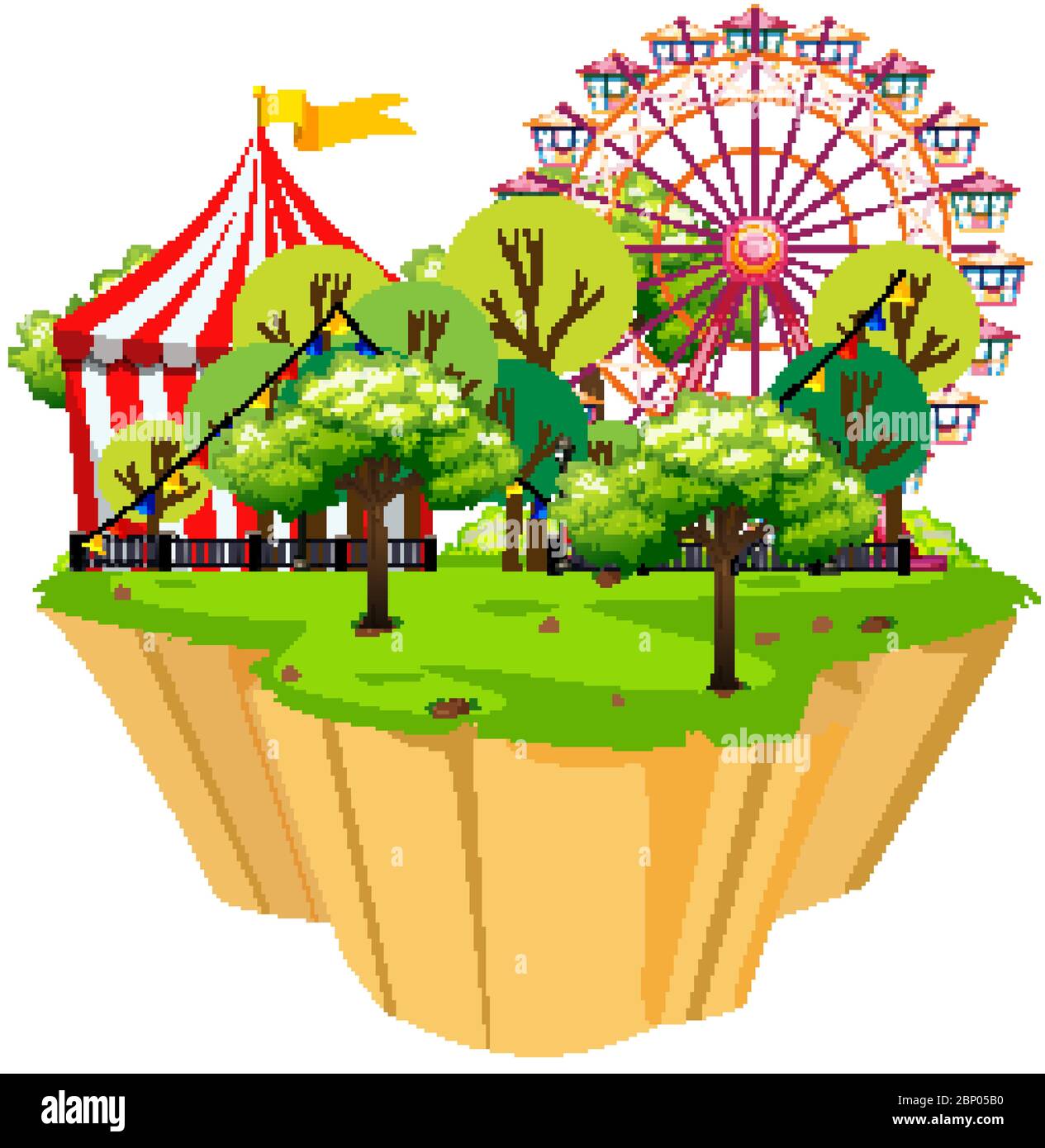 Scene with circus tent and rides in the park illustration Stock Vector ...