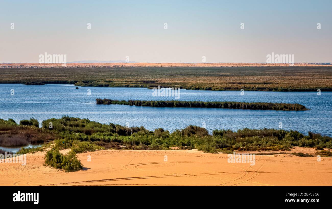 The Yellow Lake in the Desert of the Kingdom of Saudi Arabia Stock Photo