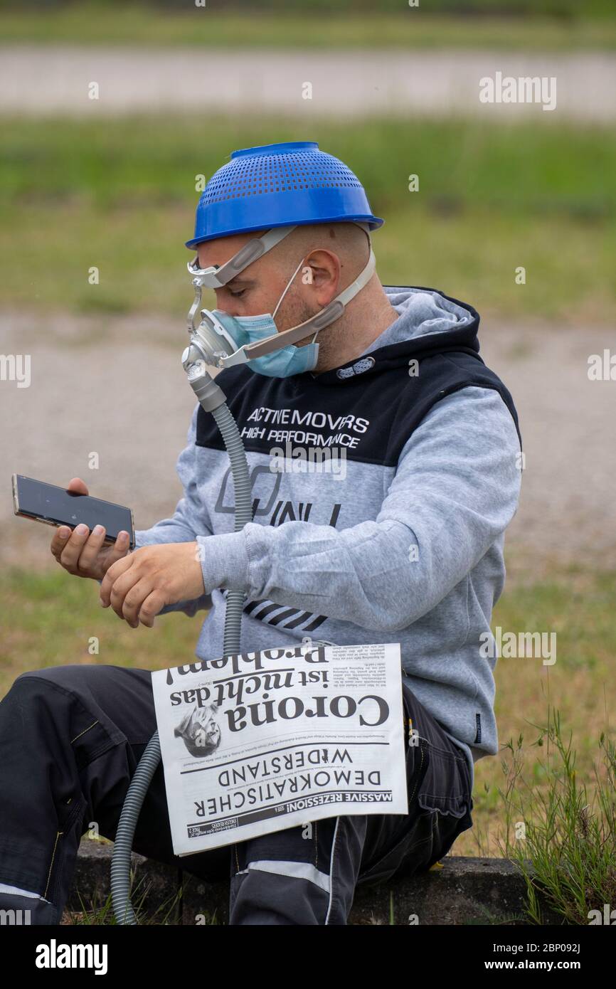 Demonstration against the restrictions in the Corona crisis, vaccination opponents, protest against compulsory masks and other rules, a group, 'Not wi Stock Photo