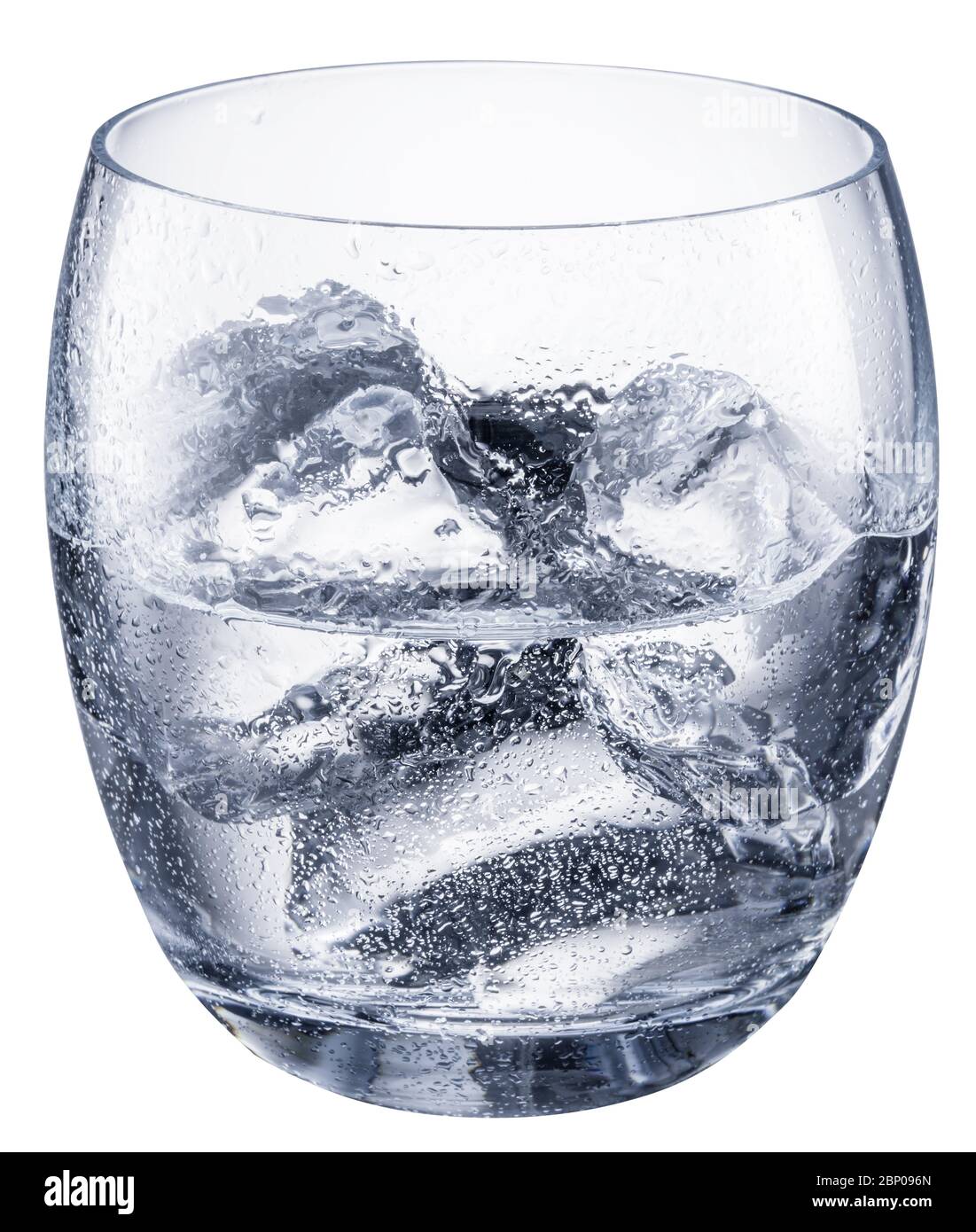 Glass of vodka or gin, chilled alcohol drink, with ice cubes isolated