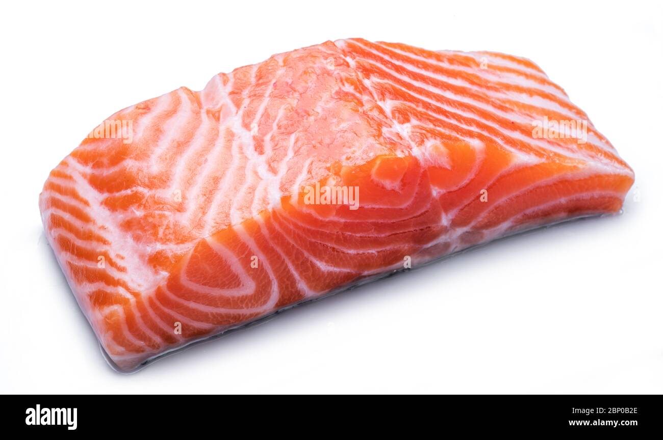 Fresh raw salmon fillet isolated on white background Stock Photo - Alamy
