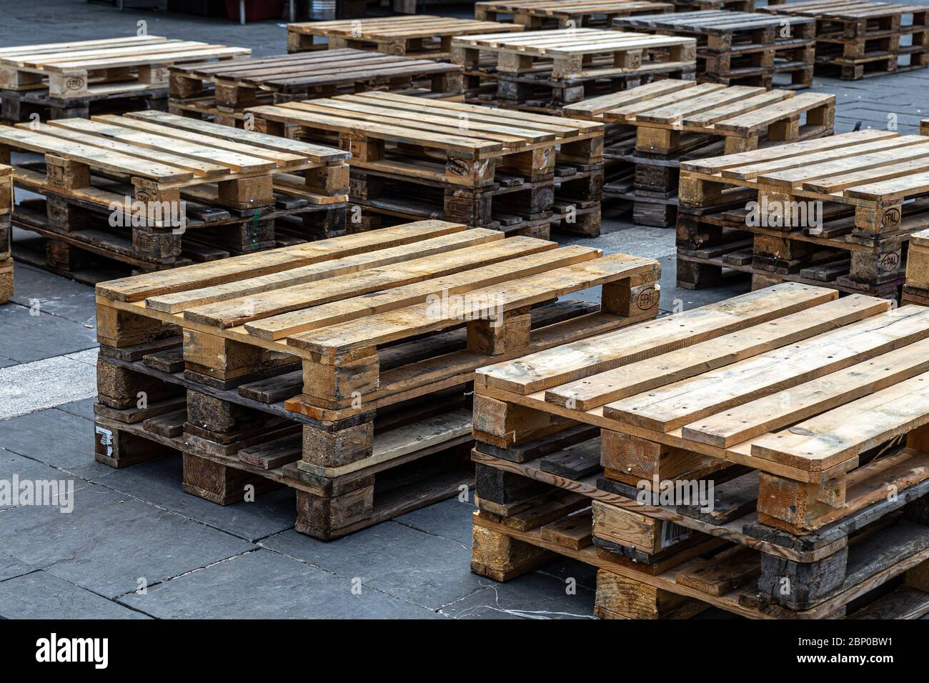 Wooden pallet for packaging placed in the square Stock Photo Alamy