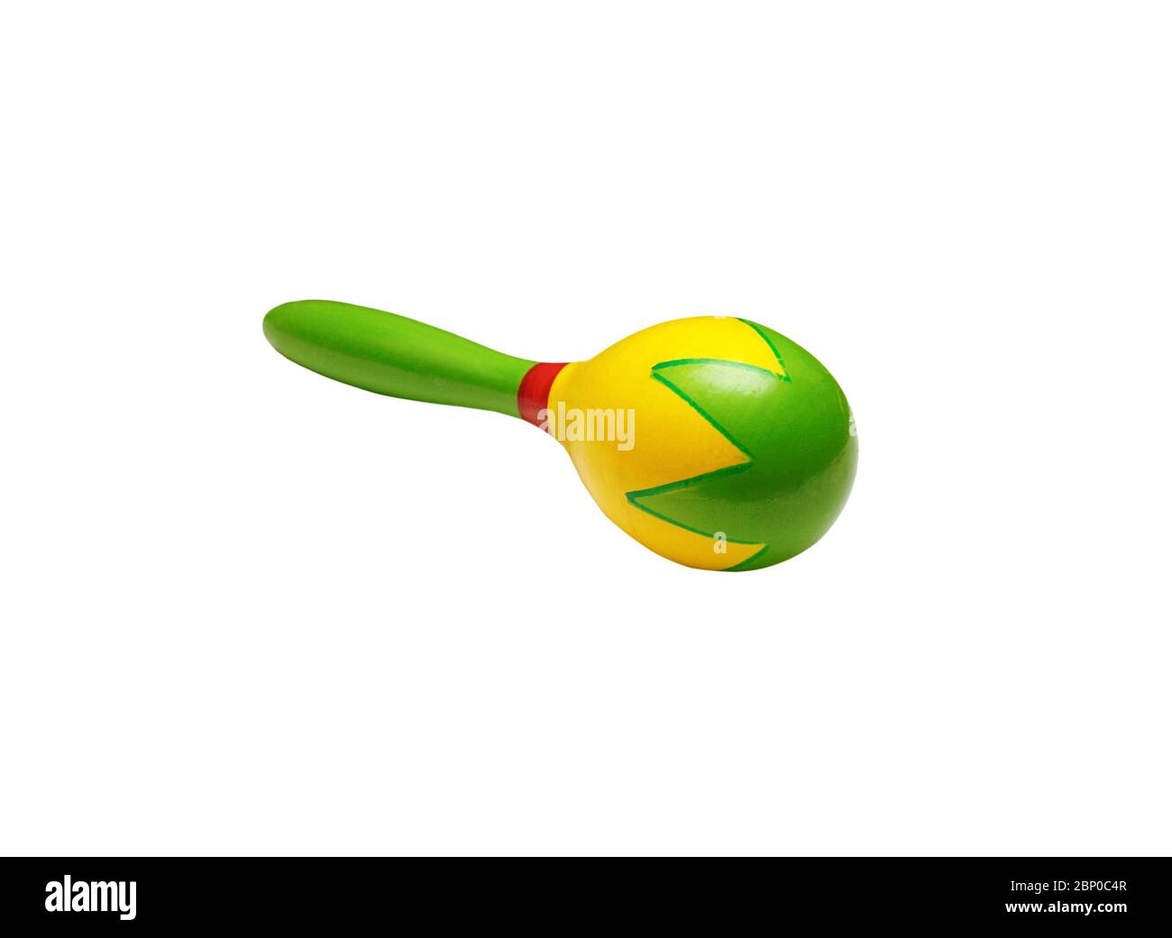 Baby rattle maracas isolated on white background. Made of wood Stock