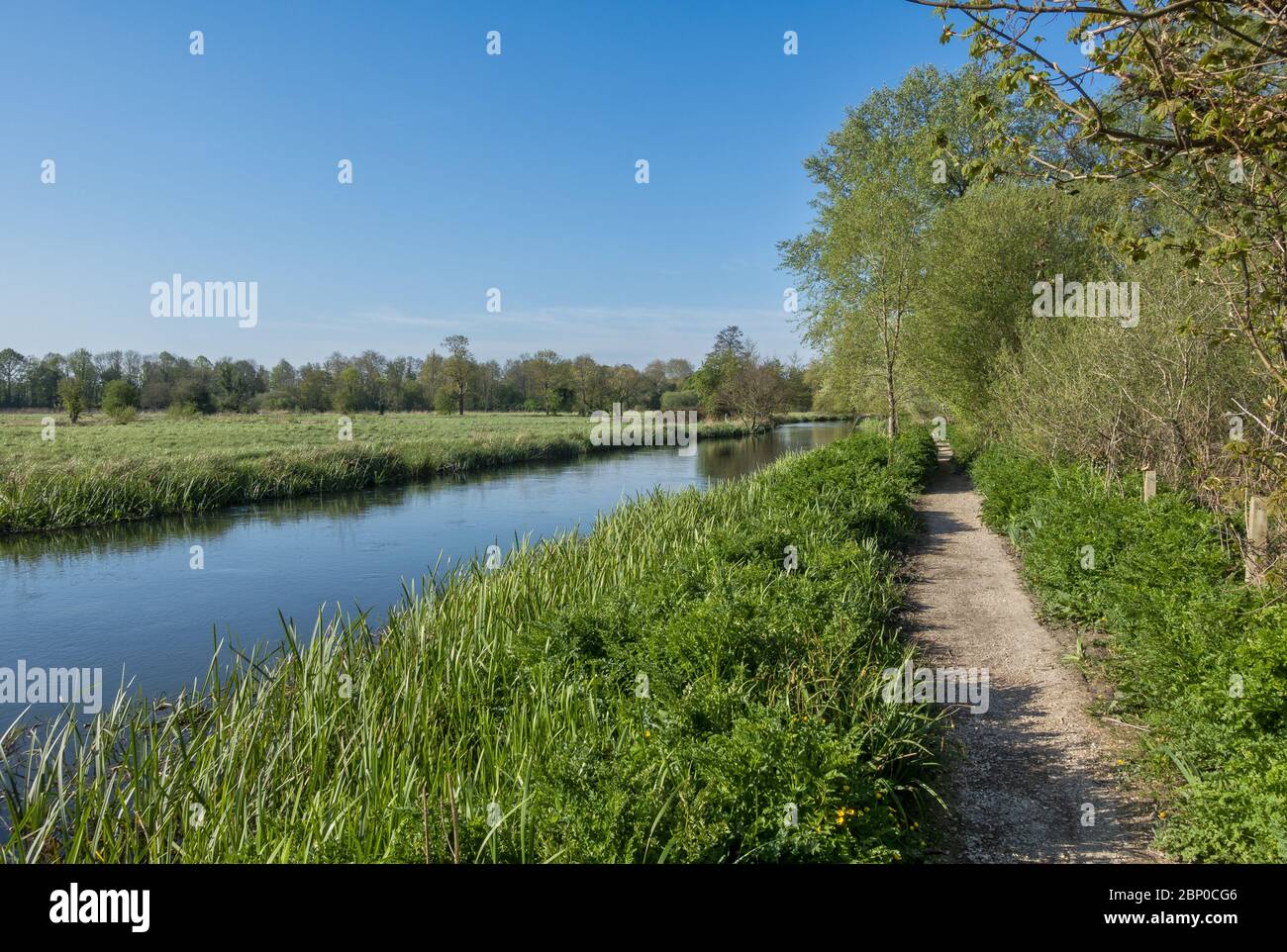 The Itchen Way between Eastleigh and Southampton. A long-distance footpath following the River Itchen in Hampshire, England, UK Stock Photo