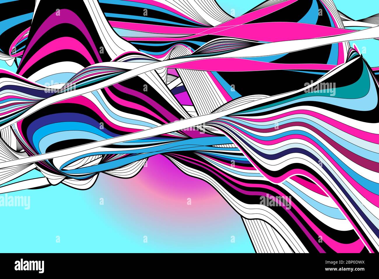 Vector illustration with graphic linear waves and strokes Stock Vector ...