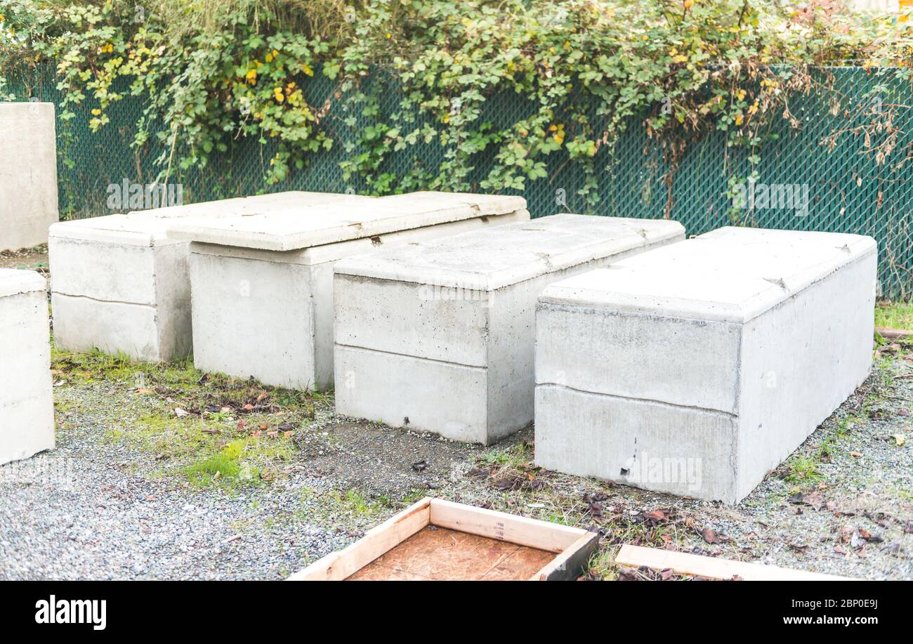 concrete coffin on the ground Stock Photo Alamy