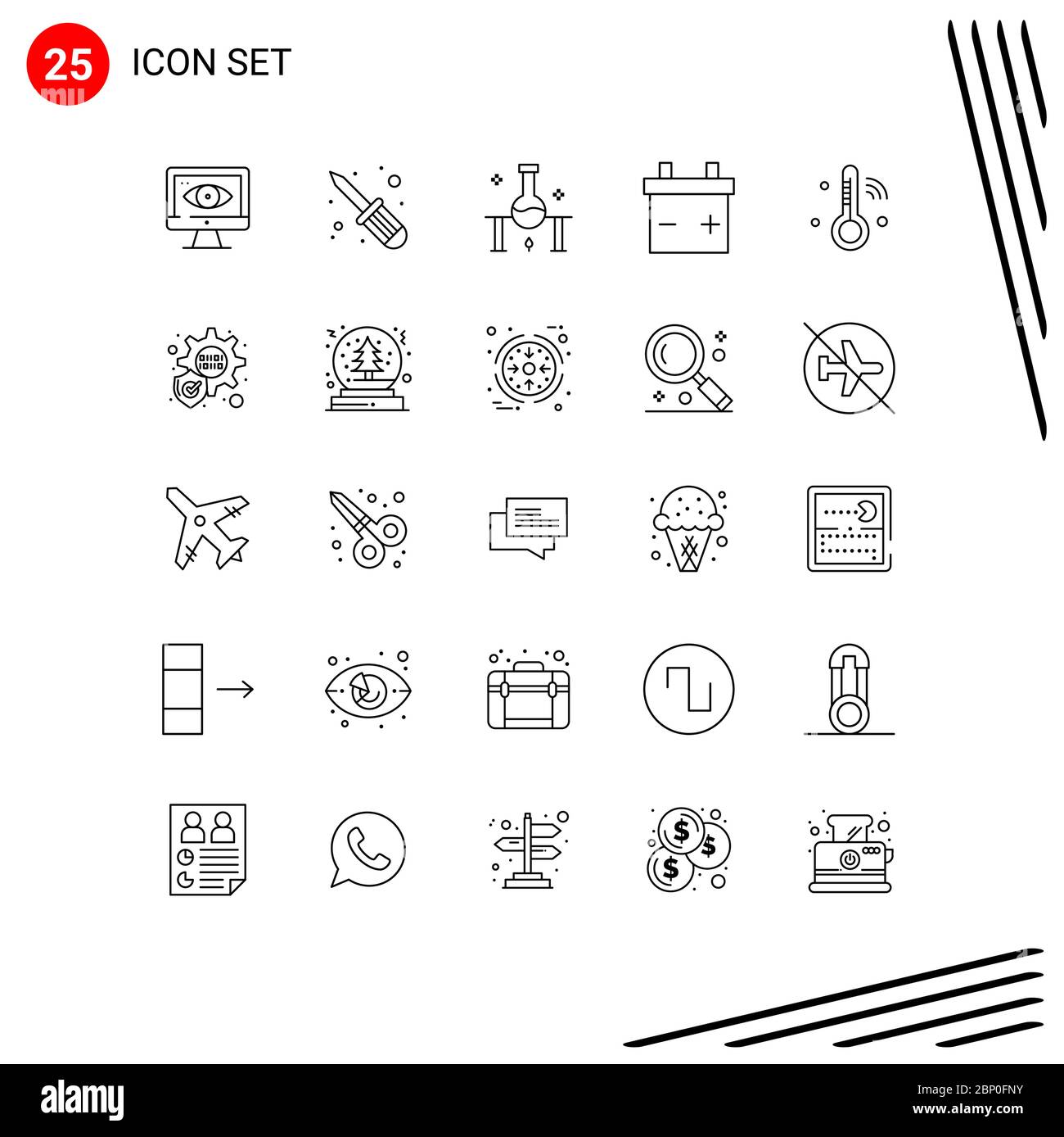 Group of 25 Lines Signs and Symbols for christmas, thermometer, science ...