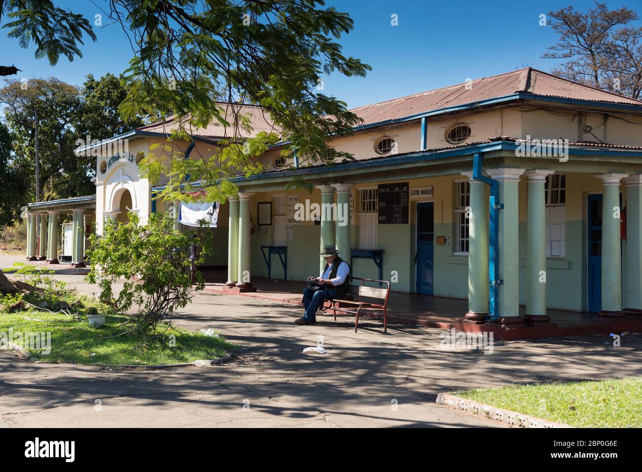 Historic Railway station in Victoria Falls, Zimbabwe Stock Photo