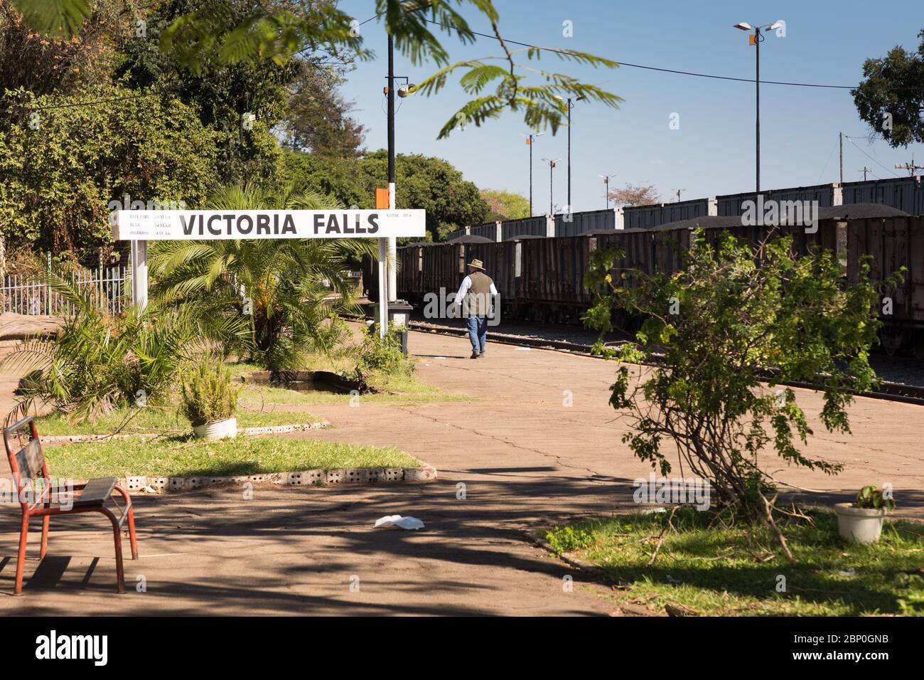 Historic Railway station in Victoria Falls, Zimbabwe Stock Photo