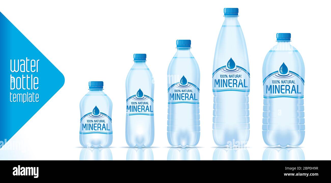 Water bottle template vector and ready label design Stock Vector