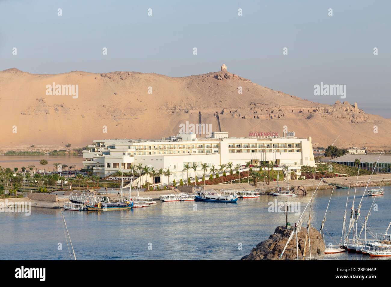 Mövenpick hotel and resort, Elephantine island, Aswan, Egypt Stock Photo
