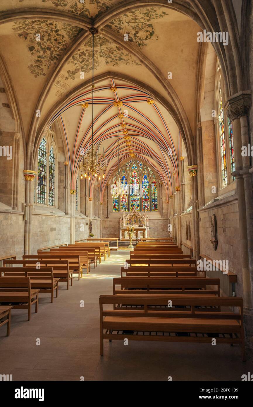 The Lady Chapel of Chichester Cathedral. After restoration refurbishment work was carried out. Chichester City Centre, West Sussex, England, UK Stock Photo
