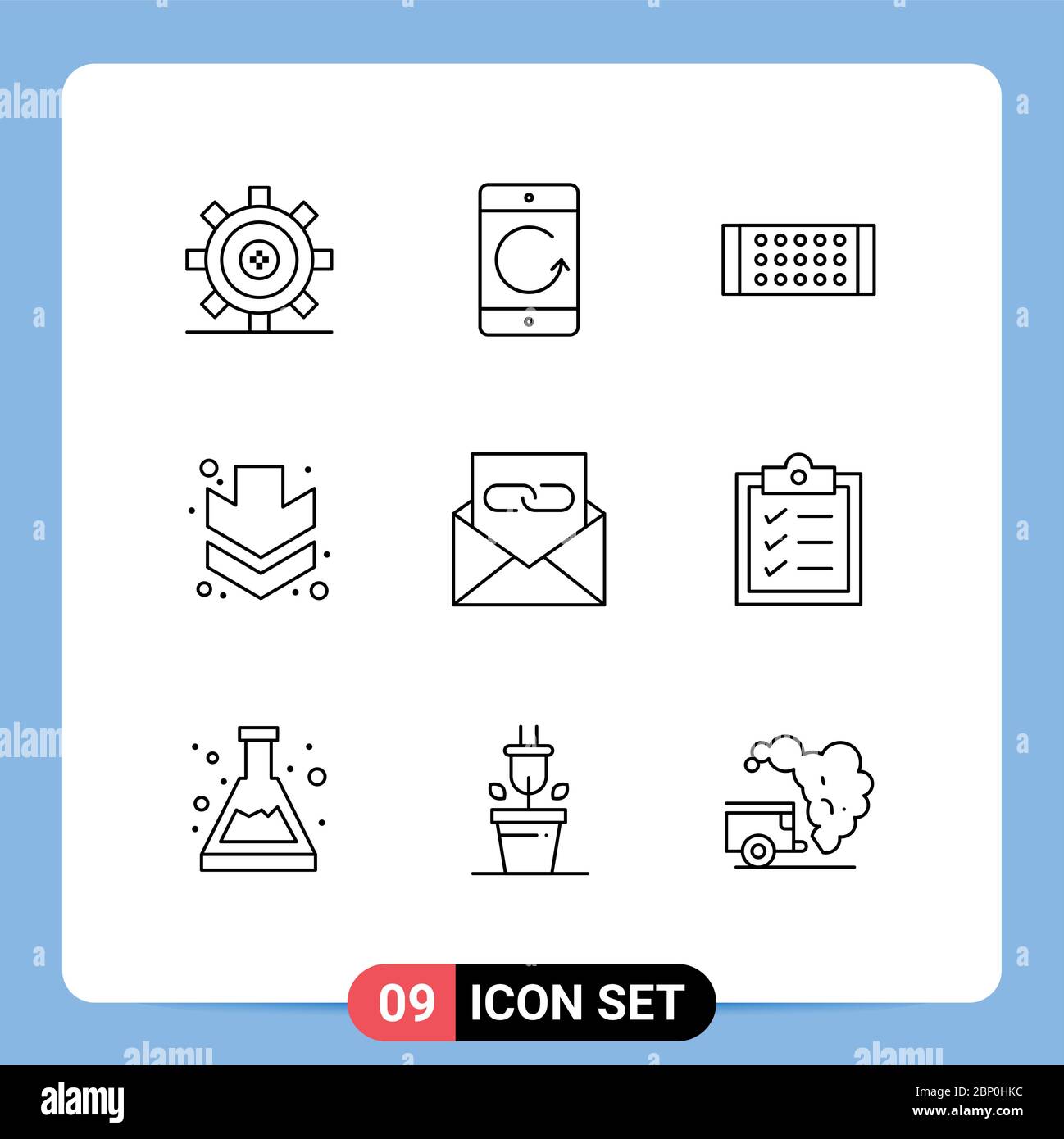 9 Creative Icons Modern Signs and Symbols of contact, full, devices, down, strip Editable Vector Design Elements Stock Vector