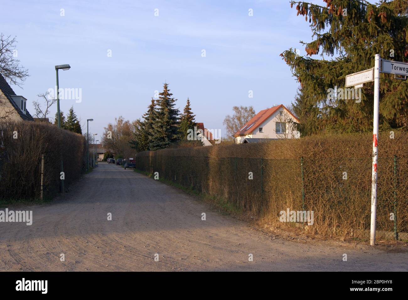 Die Straße Lohrer Pfad in Berlin-Spandau. Stock Photo