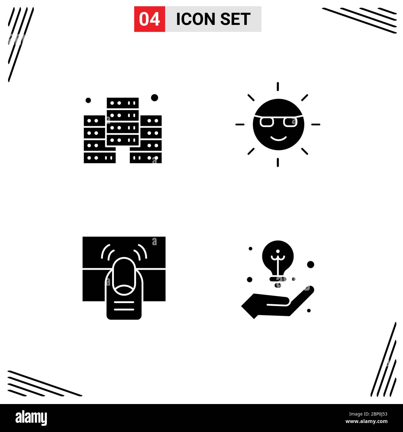 Universal Icon Symbols Group of 4 Modern Solid Glyphs of digital, finger, ecology, nature, one Editable Vector Design Elements Stock Vector