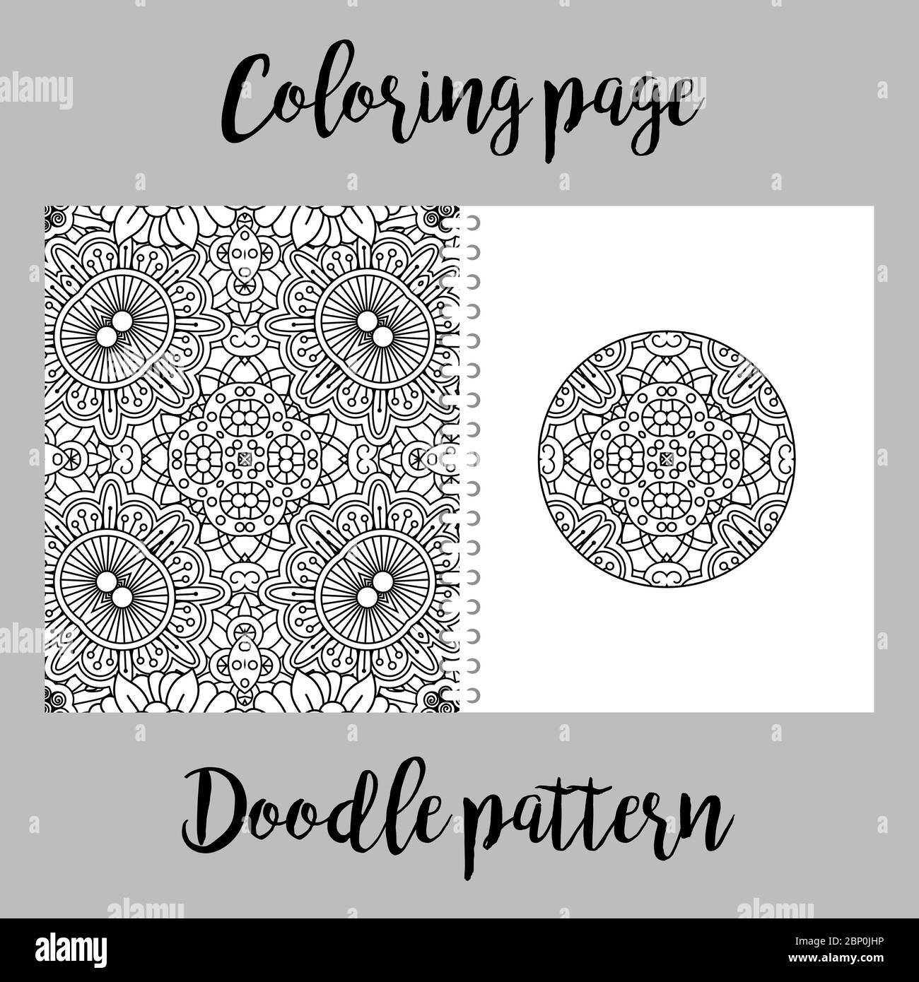 Coloring page design for print with doodle pattern, vector illustration ...