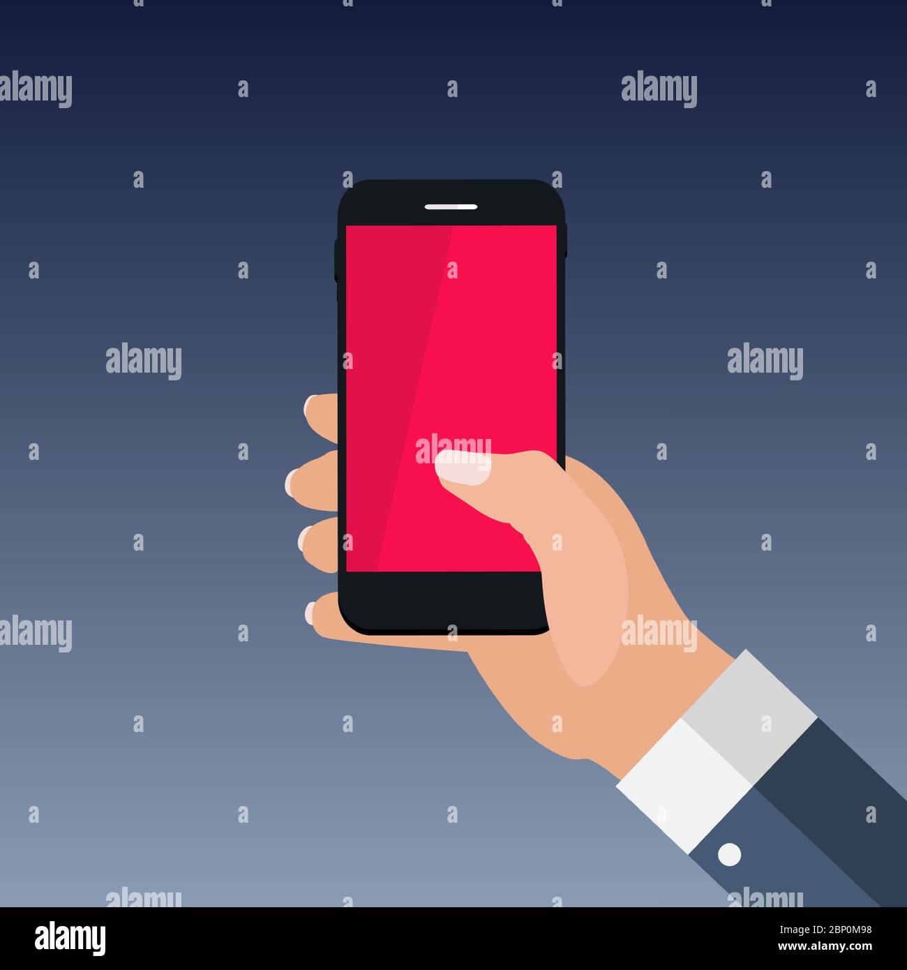 Hand holding  smartphone flat style. Vector illustration Stock Vector